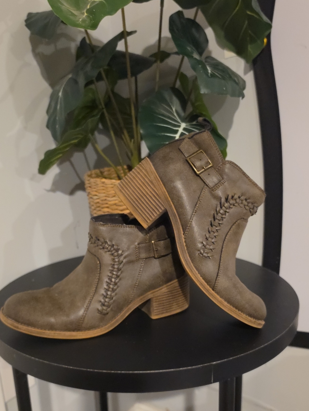 Women’s Taupe Braided Ankle Boots